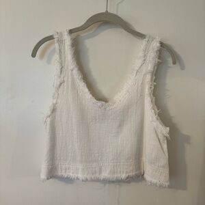 Urban Outfitters White Frayed Edge Tank Top